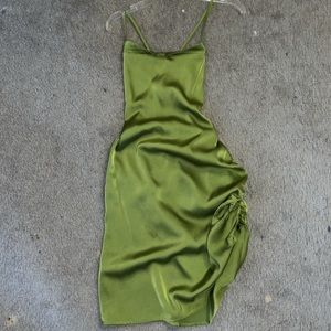 Green Ruched Mini Dress